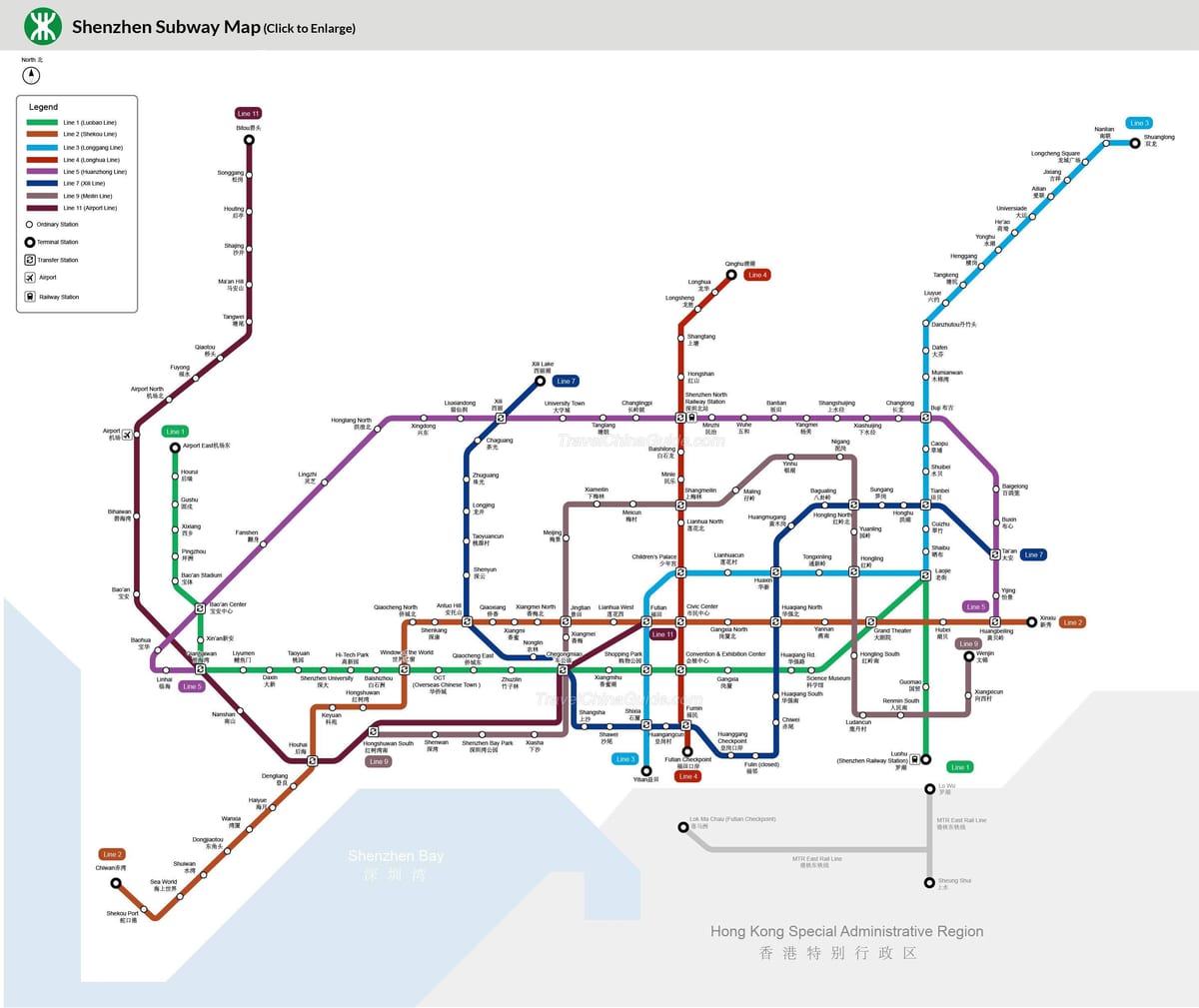 Shenzhen tren istasyonu haritası
